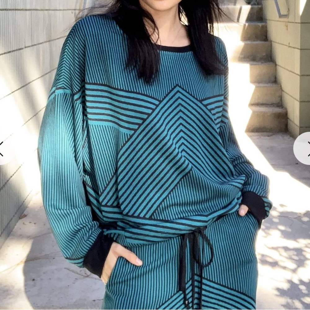 Eva Franco Dark Teal and Black Knit Top